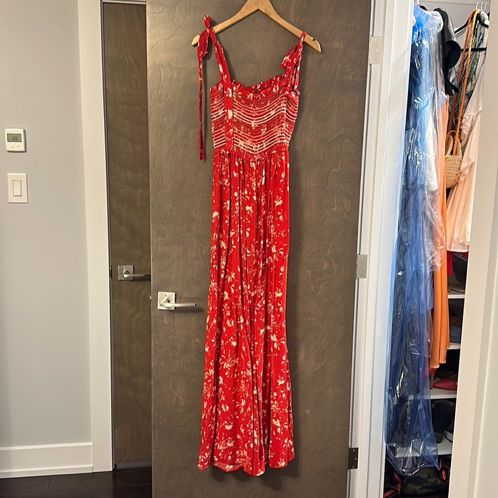 Free People Red Floral Maxi Dress - Medium